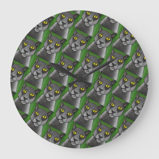 Grijze Kat Wandklok (Voorkant)