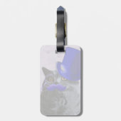 Grijze katje met blauw bovenste hak en snor bagagelabel (Achterkant verticaal)