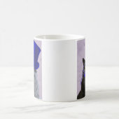 Grijze katje met blauw bovenste hak en snor koffiemok (Center)