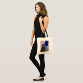 Grijze katje met blauw bovenste hak en snor tote bag (Voorkant (model))