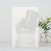 Grijze katje met bovenste hak briefpapier (Staand voorkant)