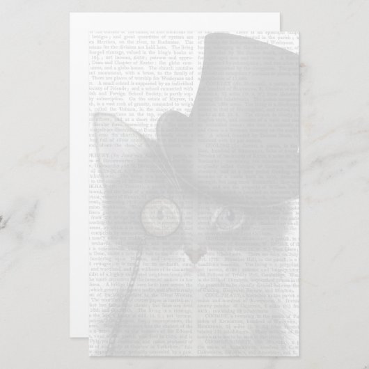 Grijze katje met bovenste hak briefpapier (Voorkant / Achterkant)