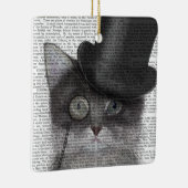 Grijze katje met bovenste hak keramisch ornament (Rechts)