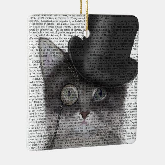 Grijze katje met bovenste hak keramisch ornament (Rechts)