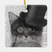 Grijze katje met bovenste hak keramisch ornament (Voorkant)