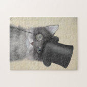 Grijze katje met bovenste hak legpuzzel (Horizontaal)