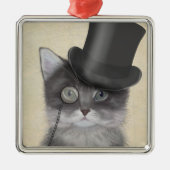 Grijze katje met bovenste hak metalen ornament (Voorkant)