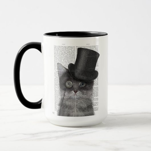 Grijze katje met bovenste hak mok (Links)
