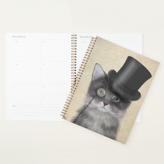 Grijze katje met bovenste hak planner (Display)