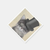 Grijze katje met bovenste hak servet (Hoek)