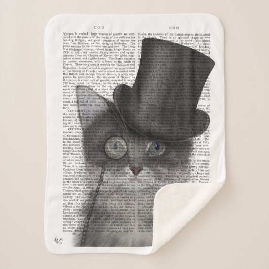 Grijze katje met bovenste hak sherpa deken (Voorkant)