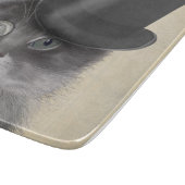 Grijze katje met bovenste hak snijplank (Hoek)