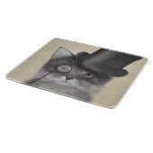 Grijze katje met bovenste hak snijplank (Hoek)