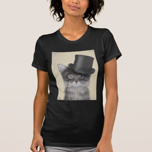 Grijze katje met bovenste hak t-shirt (Voorkant)