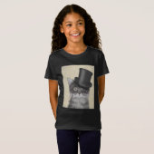 Grijze katje met bovenste hak t-shirt (Voorkant volledig)