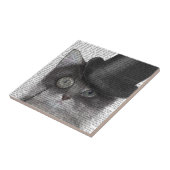 Grijze katje met bovenste hak tegeltje (Zijkant)