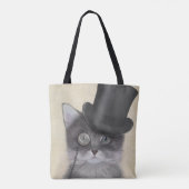 Grijze katje met bovenste hak tote bag (Achterkant)