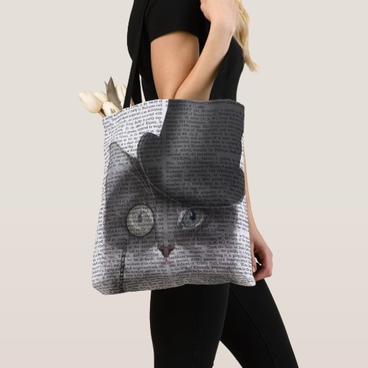 Grijze katje met bovenste hak tote bag (Dichtbij)