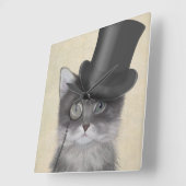 Grijze katje met bovenste hak vierkante klok (Hoek)