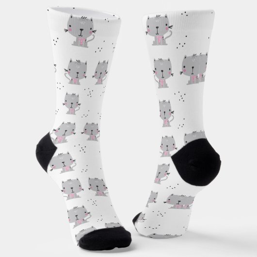 Grijze Katten Sokken (Gebogen)