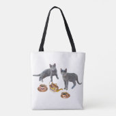 Grijze katten Tea Party Canvas tas (Achterkant)