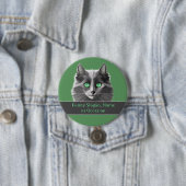 Grijze katten Thema op Groen - voeg Naam of Funny Ronde Button 7,6 Cm (In situ)