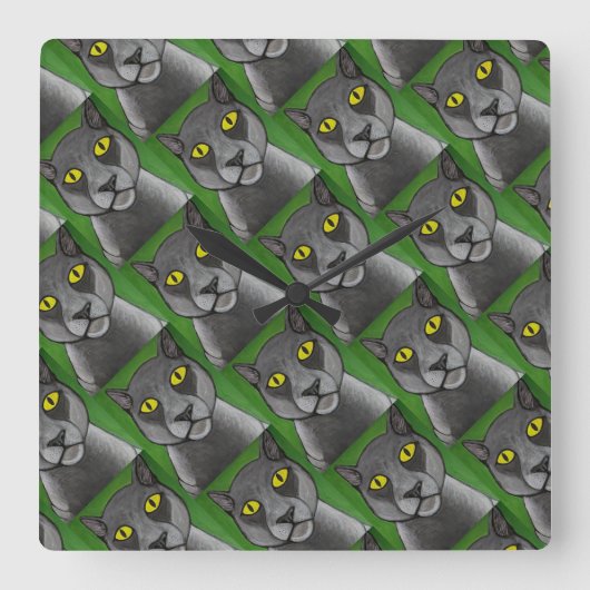 Grijze Katten Wandklok (Voorkant)
