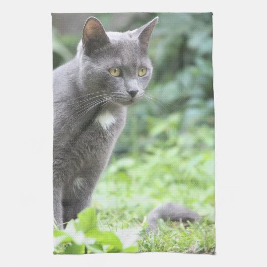 Grijze kattendoek theedoek (Verticaal)
