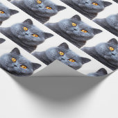 Grijze kattengele ogen cadeaupapier (Hoek)