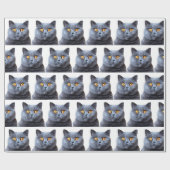 Grijze kattengele ogen cadeaupapier (Vlak)