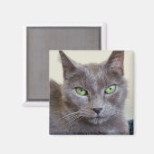 Grijze kattenmagneet magneet (Voorkant / Achterkant)