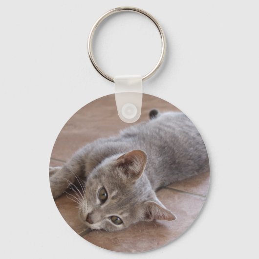 Grijze kattenSleutelhanger Sleutelhanger (Voorkant)