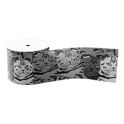 Grijze kattenventiel 3 inch grosgrain lint (Spoel)