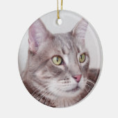 Grijze kattenversiering keramisch ornament (Links)