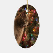 Grijze kattenversiering keramisch ornament (Rechts)