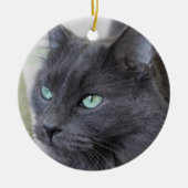 Grijze kattenversiering keramisch ornament (Voorkant)