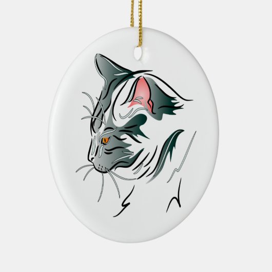 Grijze katteprofiel keramisch ornament (Rechts)