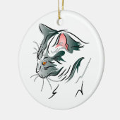 Grijze katteprofiel keramisch ornament (Links)