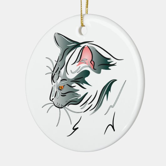 Grijze katteprofiel keramisch ornament (Links)