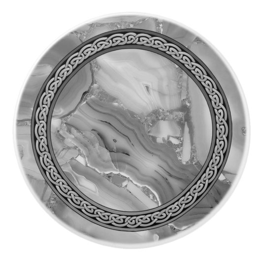 Grijze Keltische Cirkel  Marmer Keramische Knop (Voorkant)