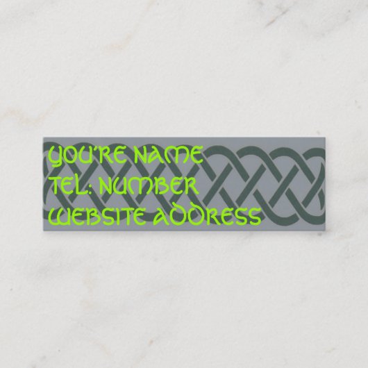 Grijze Keltische knoop op grijs Mini Visitekaartje (Voorkant)