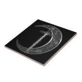 Grijze Keltische maan en zwaard Tegeltje (Zijkant)