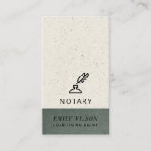 GRIJZE KERAMISCHE GLAZEN GESPIKKELD VEER NIB NOTAR VISITEKAARTJE (Voorkant)