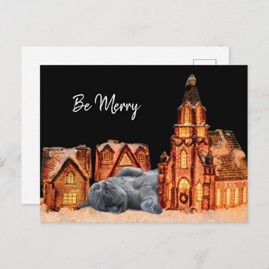 Grijze kerst briefkaart (Voorkant / Achterkant)