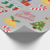 Grijze Kerst Iconen Wrapping Papier (Hoek)