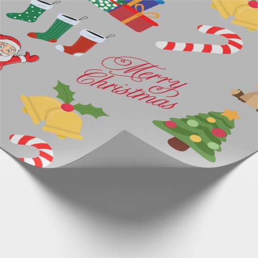 Grijze Kerst Iconen Wrapping Papier (Hoek)
