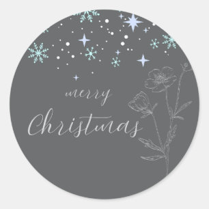 Grijze Kerst Ronde Sticker