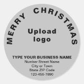Grijze Kerst Zakelijk Ronde Vorm Sticker (Voorkant)