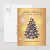 Grijze kerstboom en beige kerstboom feestdagenkaart (Voorkant / Achterkant)