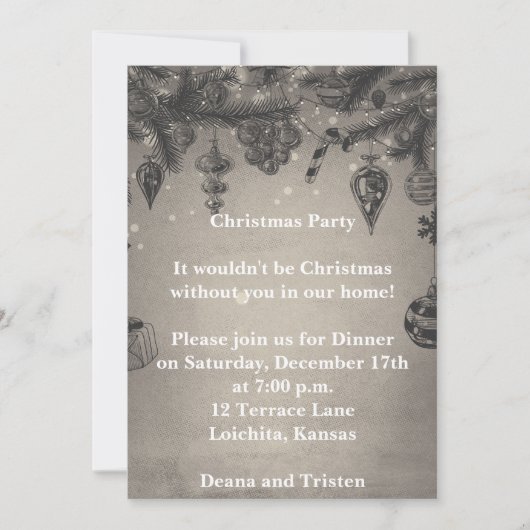 Grijze  kerstfeestelijke uitnodiging (Voorkant)